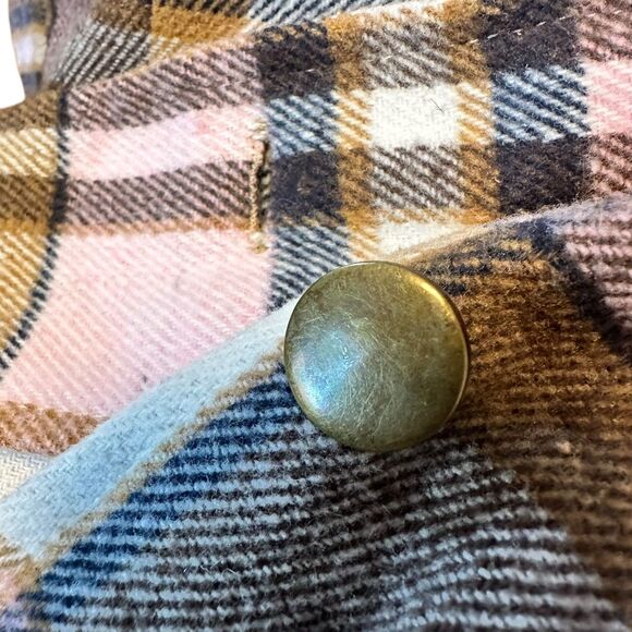 De Sepreso Plaid Brown Pink White Shacket Top Size XXL - Picture 5 of 7